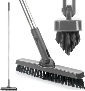 CELOX Grout Brush with Long Handle, Tile Grout Cleaner Brush for Tile Floors, for Shower Tile, for Cleaning Grout, Gray