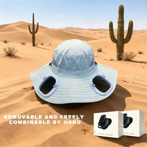 Sun hat - Free combination fan - Standard equipped withtwo fans - Handmade DIY free combination. Suitable foroutdoor work, sports, camping, fishing, mountain climbing.Beach, farm. Suitable for both men and women. Outdoor sunprotection in cool summer.