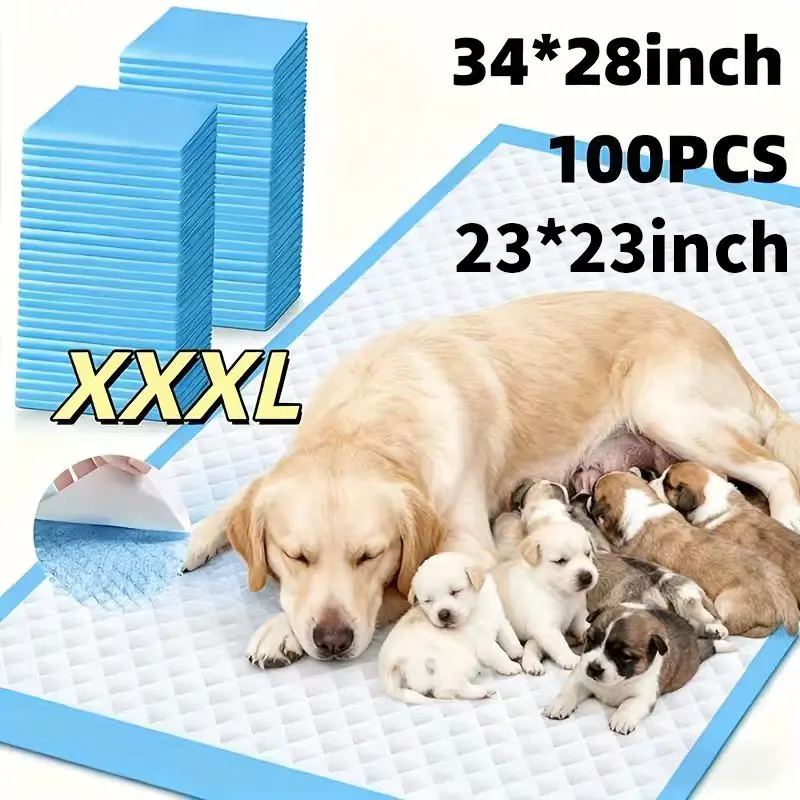 BRANDON-SUPER 23.62inch*23.62inch/28*34inch Anti-leak dog and puppy toilet training pad, quick-drying, super absorbent surface, suitable for dog training and floor protection
