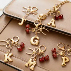 Exquisite Cherry Bow Letters Alloy Keychain, Elegant, Sweet, Cute, and Stylish Accessory Suitable for Gifts, Wallets, Backpacks, And Handbags, Gift for Friends and Family, keychains for women, keychain for car keys Functional