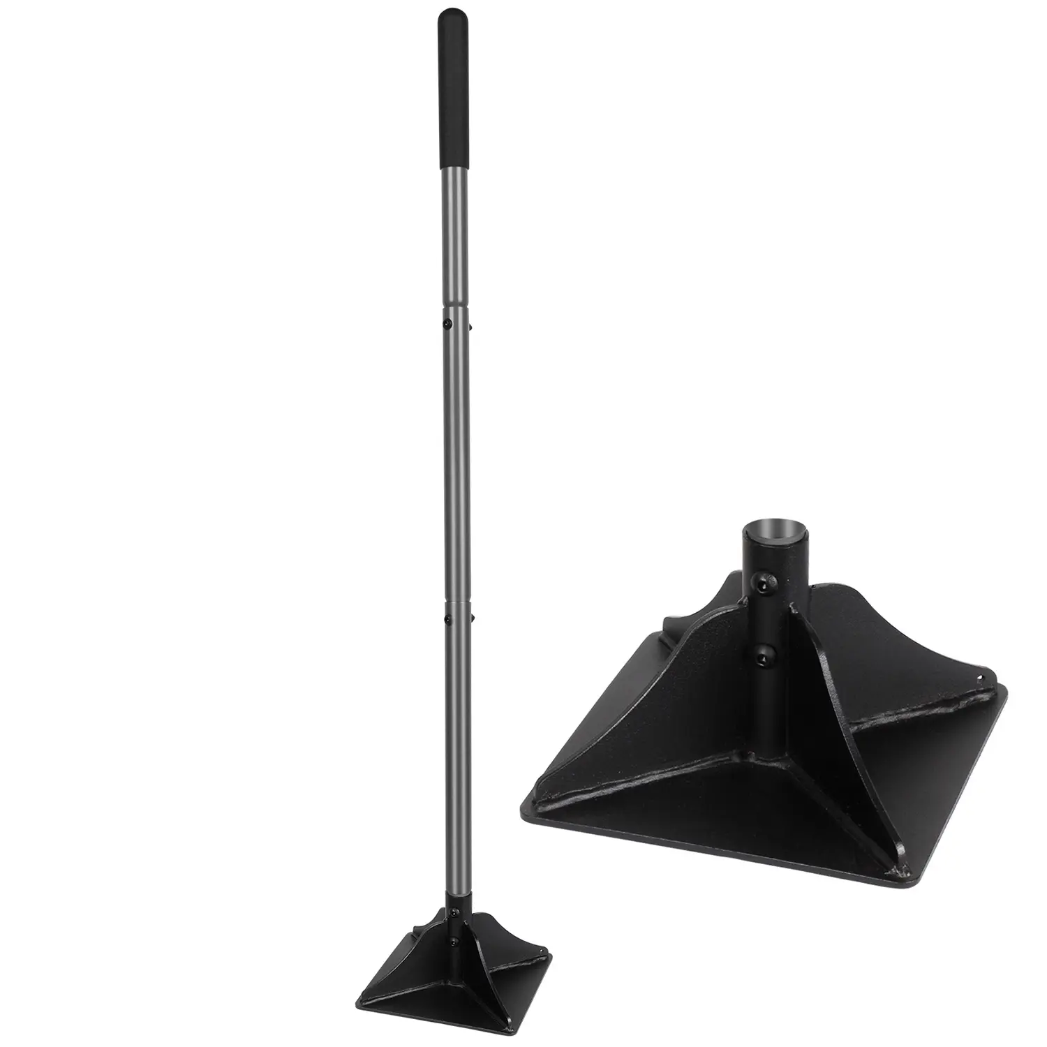 Walensee Industrial All-Steel Heavy Duty Tamper, 48-in Handle with Garden Rubber Grip for Laborsaving Use, Durable Gardening Tools & Garden Supplies for Lawn Leveling, Gravel Compaction, Installing Pavers