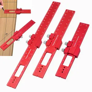 Precision Pocket Ruler, 1/3 Counts Aluminum Woodworking Ruler with Slide Stop, T-type Scribing Ruler, Square T Track Ruler, Marking Measuring Tools