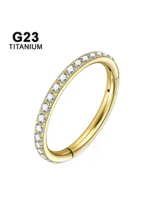 1 Pc G23 Titanium Septum Nose Ring, Hypoallergenic CZ Inlay, Thin Piercing Jewelry Casual Style, All Seasons for Women