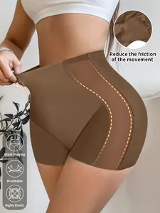 Women's Seamless Belly Control Shapewear Panties, Hollow Out Mesh Casual Comfort Underwear, High Waist All Seasons