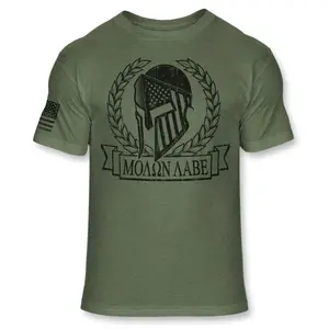 American Spartan Warrior Molon Labe T-Shirt – Patriotic Gym-Ready Tee with Spartan Helmet & Bold Flag Graphic for True Warriors