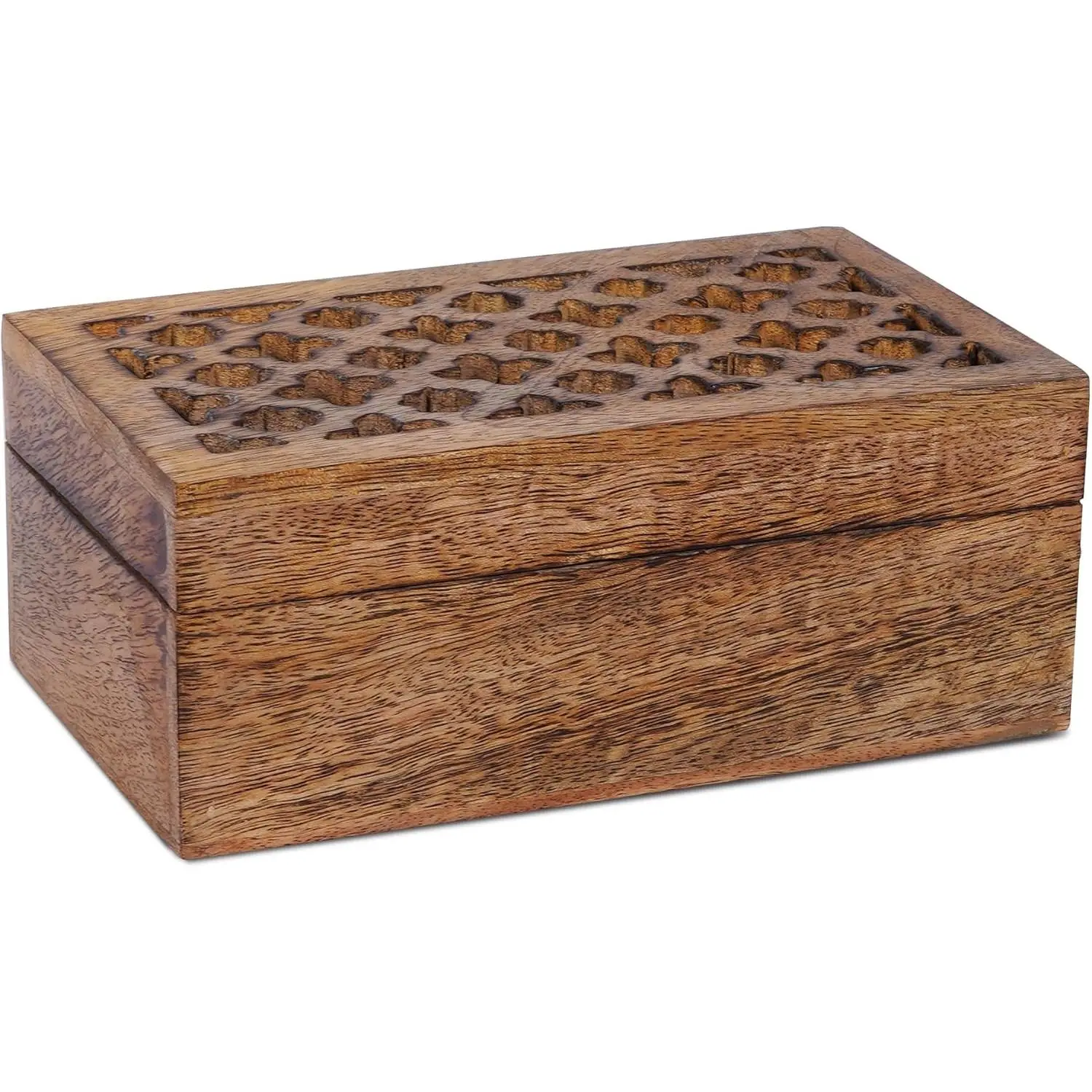 Decorative Medium Burnt Mango  Box's with Lid - "Trellis" Medium Keepsake Box's - Handmade Decorative Box with Lid for Use As Memory Box,  Box, Photo Storage Box, & More - 7.5" x 4.5" x 3"
