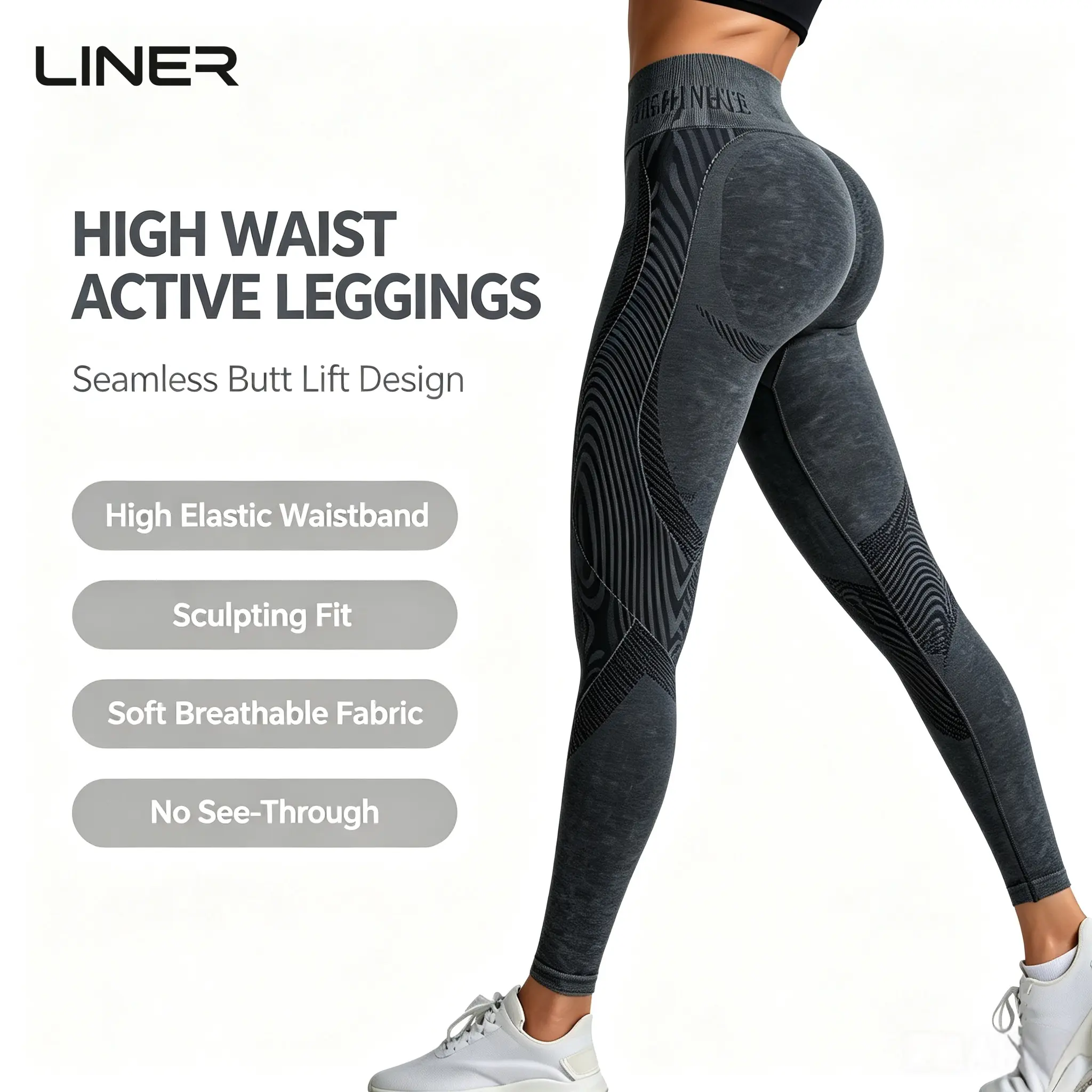 3PCS Seamless Yoga Pants Women Sandwashed Quick Dry High Waist Tummy Control Butt Lifting Leggings Letter Print Workout Gym Activewear regular fabric High Waisted Yoga