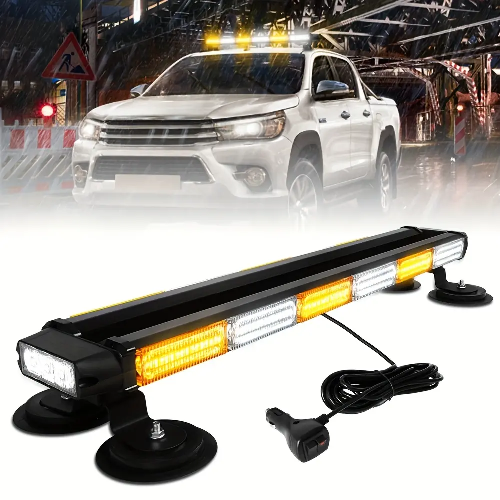 Brand New, Latest Upgrade 26" LED work light bar, 126 LED Truck Light Bar With Double Side LED Light With Magnetic Base For Safety Driving Universal For Vehicles Trucks Pickup, Ect (Amber&White), Without Battery