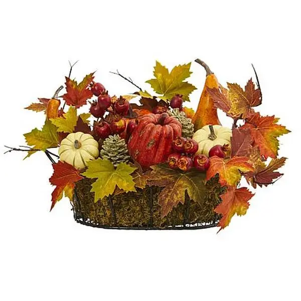 Nearly Natural 9” Pumpkin/Gourd/Berry/Leaf Artificial Arrangement