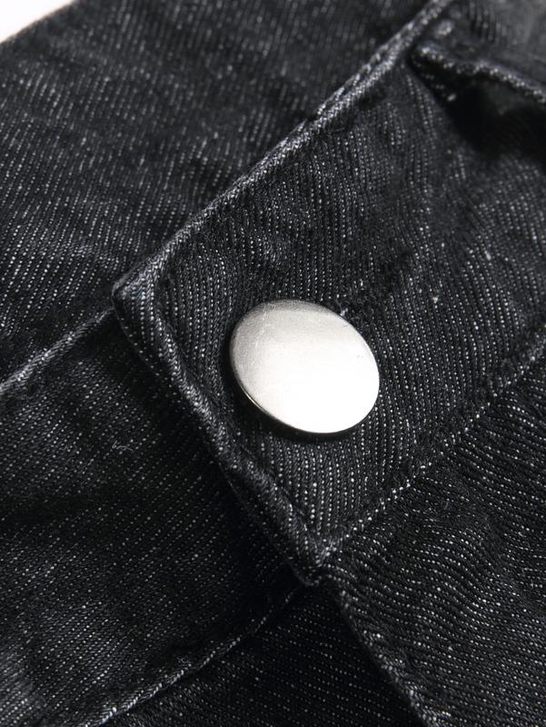 Men's Jeans Natural Ripped Personalized Pockets Black Denim Pants Stylish Streetwear Casual Classic Soft Straight Mid Waist All Seasons Trousers Menswear