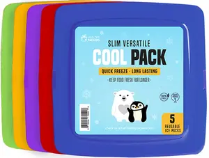 Healthy Packers Slim Ice Pack for Lunch Box - Quick Freeze, Long Lasting, 5 Reusable Ice Packs, Lightweight Design