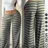 Women's Comfortable Casual Low Waist Adjustable Drawstring Wide Leg Loose Knit Pants, Striped Design, Simple Style, Perfect for Daily Wear, Everyday, Casual Fashion Bottoms, Casual Lounge Pant