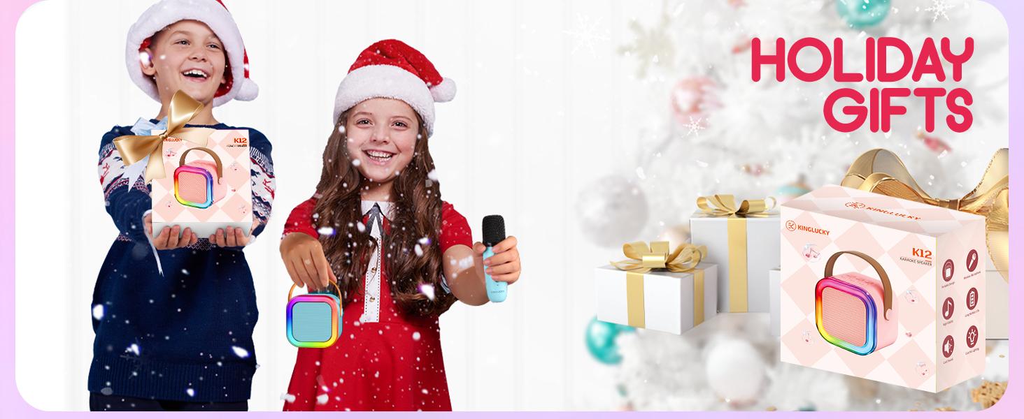 Mini Karaoke Machine for Kids Adults, 2026 TOP Birthday Gifts for Girls Boys 3,4,5,6,7,8+Year Old Toddler Toys, Portable Bluetooth Speaker with 2 Wireless Karaoke Microphones Player (Blue)