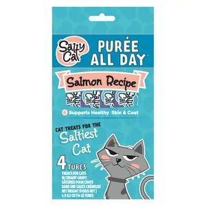 Salty Cat Purée All Day Natural Salmon Tube Cat Treats (12 Packs)