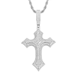 【#P508】UCCIYO 18K Gold-Plated Cross Pendant with Lab-Grown Moissanite S925 Sterling Silver Synthetic Moissanite Pendant Necklace for Women Men Hip Hop Jewelry Gift summerwins