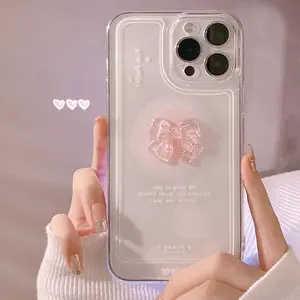 Cute 3D Crystal Bow Love Heart Case For iPhone 16 15 14 13 12 Mini 11 Pro Max X XS XR 7 8 Plus SE 3 Clear Soft Shockproof Cover Butterfly Transparent