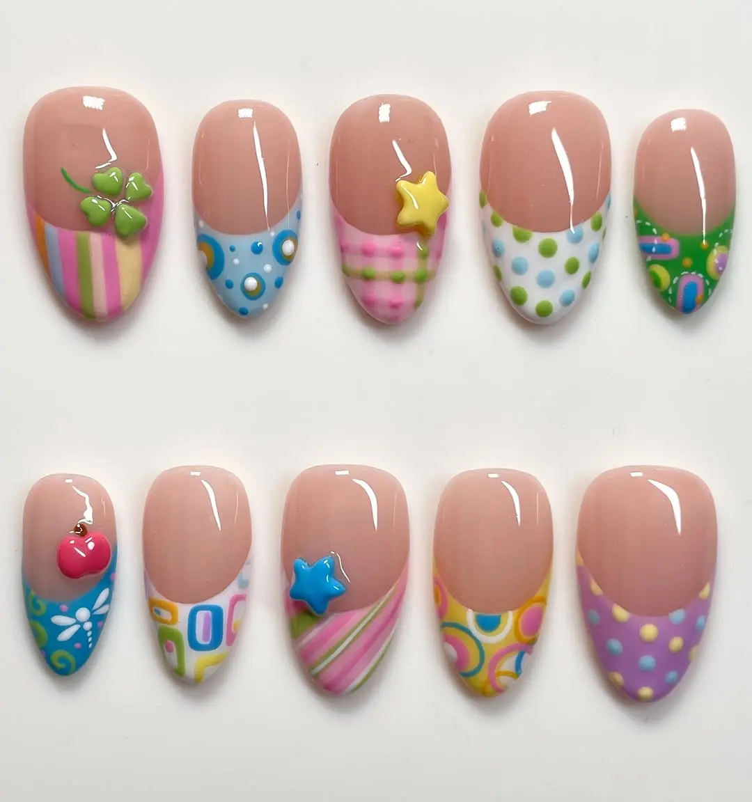 Blue Stripe Press-on Nails, 112345