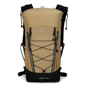Ultra-Light Grid Fabric Hiking Backpack, Multi-Pocket Compression Strap Design, Reflective Durable Camping Trekking Outdoor Sports Bag