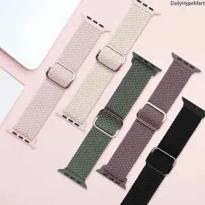 Stylish Wearable Tech Accessories, 5-Pack Braided Nylon Apple Watch Bands, Elastic Adjustable 38-49mm Sport Watch Accessories