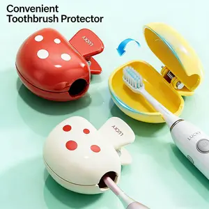 3Pack Electric Toothbrush Cover with Strong Spring Clip, BPA-Free ABS Protective Case in Cute Mushroom Design, Durable and Portable Travel Toothbrush Holder Compatible with Most Electric Toothbrush Heads, Ideal for Hygienic Storage and On-the-Go Use