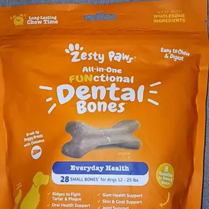 Zesty Paws All-in-One Functional Dental Bone Chews for Small Sized Dogs, Small Easy Chew Dog Treats, Joint & Immune Health Support
