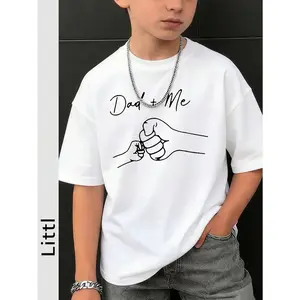 Tween Boy Casual Printed White Round Neck Pull Over Short Sleeve T-Shirt For Summer