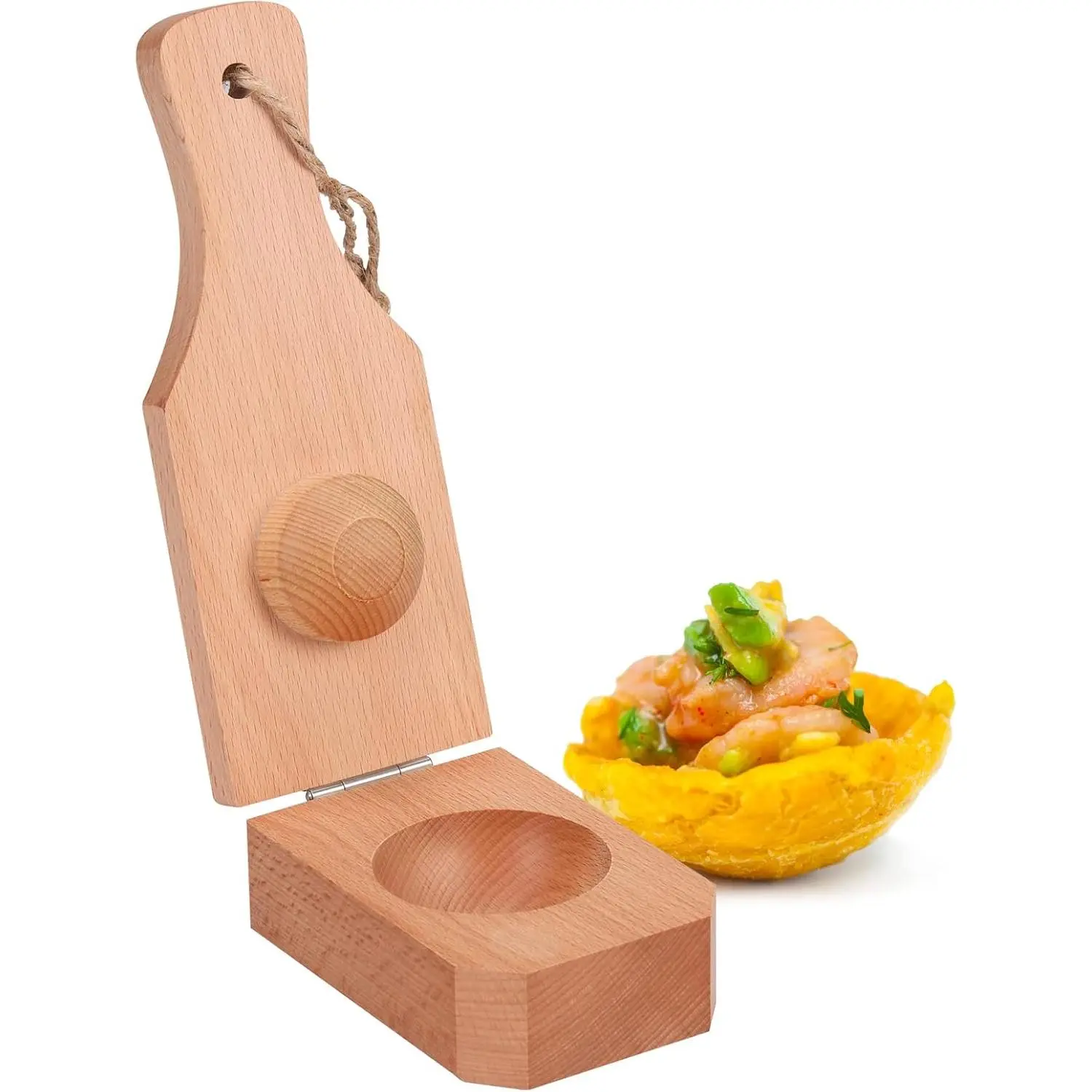 Wooden Tostonera Toston Maker for Stuffing Tostones Tostonera Plantain Solid  Masher Plantain Press Smasher 2" Cup Deep plantain baskets Maker