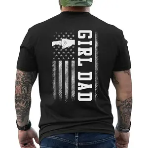 Girl Dad American Flag T-Shirt – Father Daughter Fist Bump Graphic Tee, Proud Dad Shirt, Father’s Day Gift for Dad, Patriotic USA Tee for Men, Short Sleeve Printed Graphic Shirt, Daily Casual Cotton Menswear