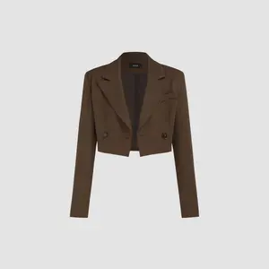Women's Solid Collar Crop Cider Blazer, Size 2-10