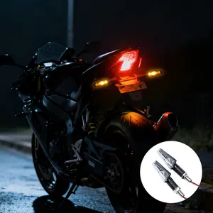 Universal Motorcycle LED Turn Signal Light Amber Flasher Indicator Waterproof Warning Blinker Rear Tail Lights for Motor Scooter