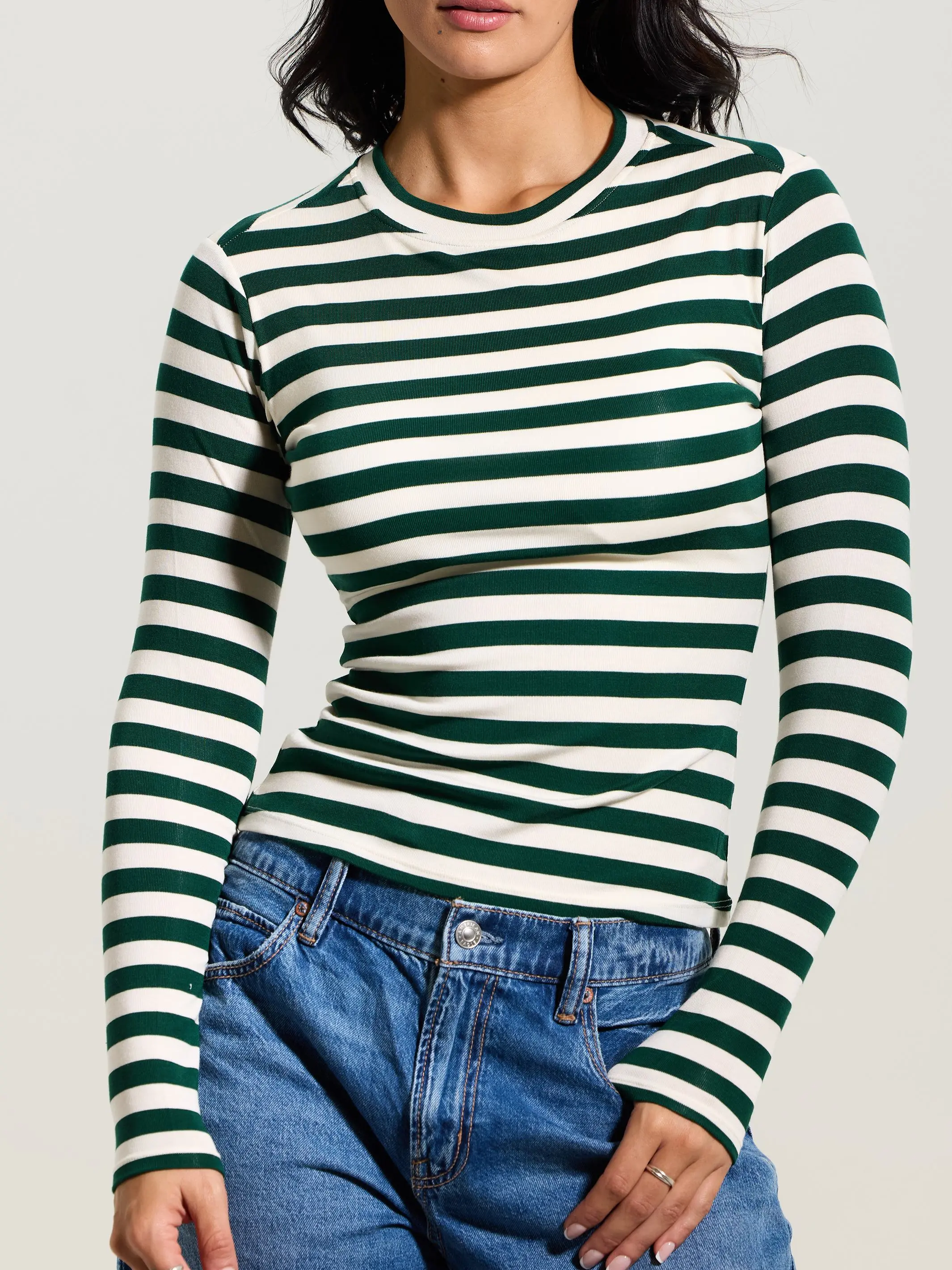 Emerald and Cream Stripes
