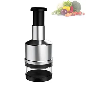 Stainless Steel Manual Food Chopper | Hand Pull Garlic Mincer & Vegetable Dicer | Onion Cutter, Nut Grinder, Herb Chopper | Dishwasher Safe Kitchen Gadget