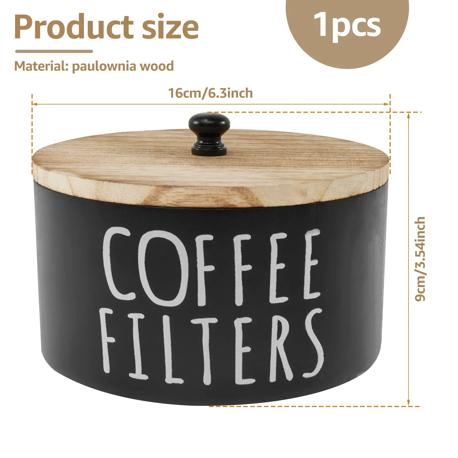 Coffee Filter Holder Wooden Coffee Filter Storage Container with Lid ...