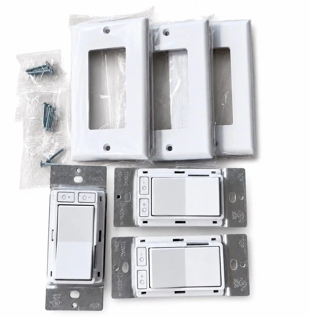 3 Pack LED Dimmer Light Switch 120V Single Pole/3-Way Wall Switches, Adjustable Brightness Decorator Rocker with Wall Plates Included