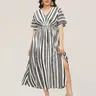 BloomChic Women's Plus Size Midi Casual Dress [M-6X] - Geometric Print, Flowy Breathable Spandex Fabric, Shirred Waist, Dolman Half Sleeves, Pockets, Pull-On, Casual Elegance Chic, Summer Vacation Outfits, Women's Clothes, Breathable for Hot Days