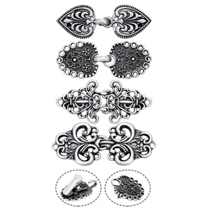 Sweater Cinch Clips, 4-Piece Vintage Sweater Swirl Cape Cloak Clips for Dress Retro Cardigan Shawl Collar Clasp Dress Shirt Button Clip for Girl Women