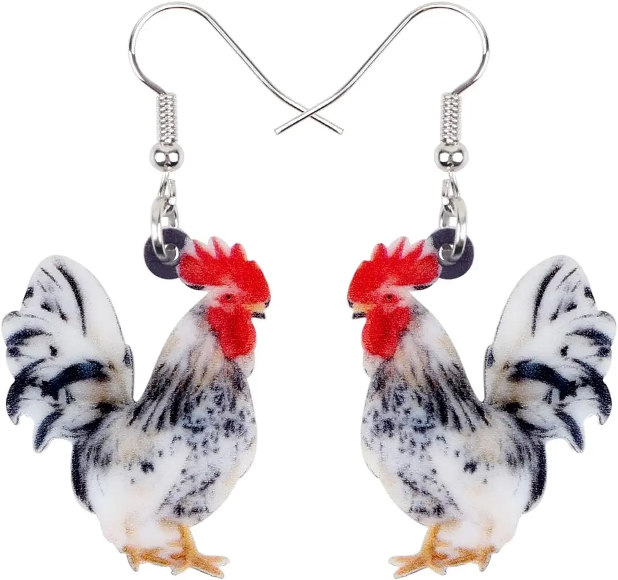 Acrylic Drop Rooster Chicken Earrings Funny Design Lovely Gift For Women By The Bonsny