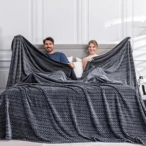 Soft Cozy 120x120 Inches Seamless Oversized King Fleece Blanket, 3D Jacquard Decorative Giant 10'x10' California King Blanket Extra Large Blanket for Bed,Sofa,Couch,Travel, Dark Grey Chain