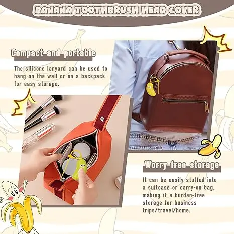 Banana Toothbrush Holder for Travel - 2Pcs Cute Banana Shape