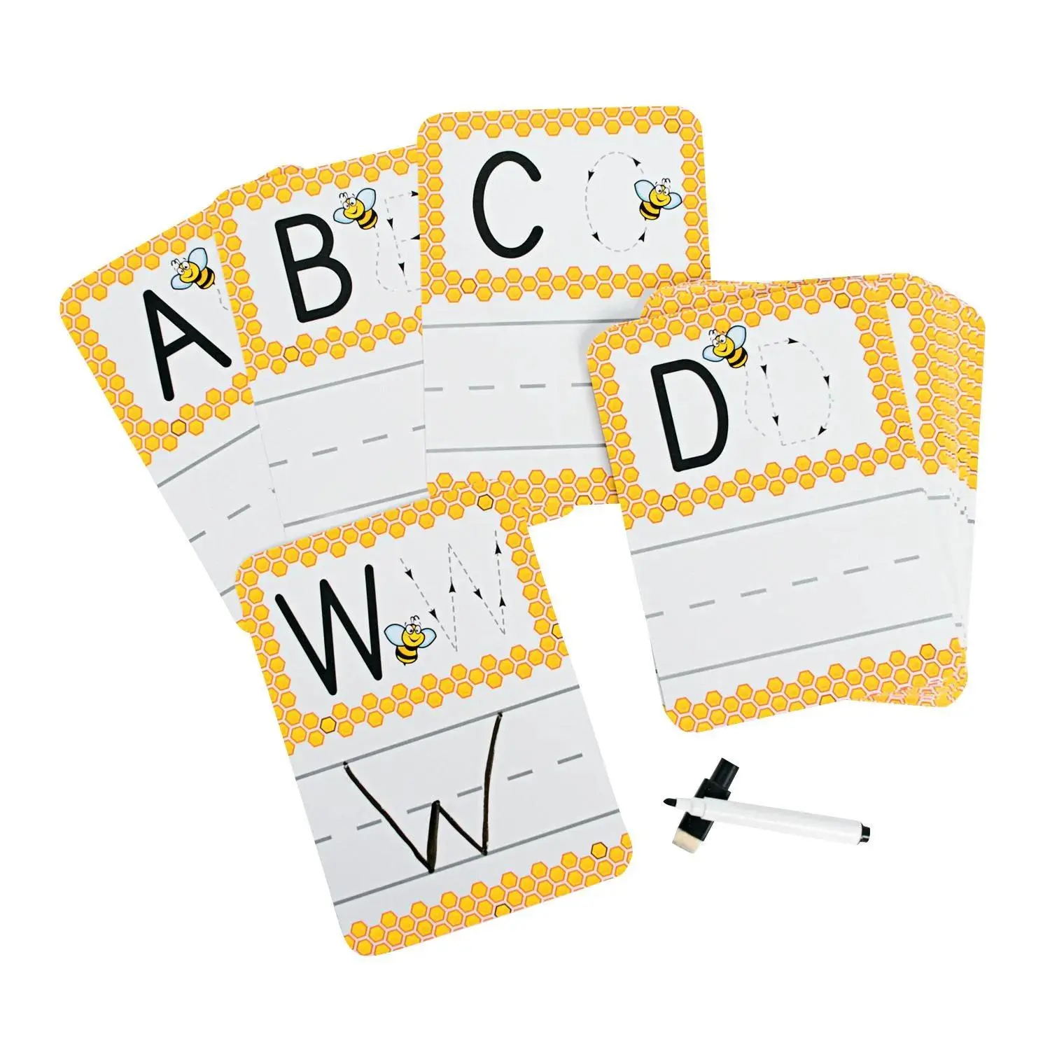 5" x 7" Busy Bee Dry Erase Coated Paper Alphabet Cards - 27 Pc.