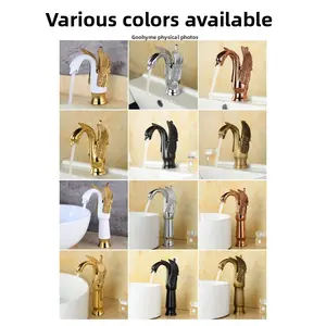 Swan Shaped Faucet with 60cm/80cm Cold Hot Water Hose, Brass Basin Tap, Artistic Bathroom Sink Mixer, Vanity Style, Waterfall Bathroom Faucet