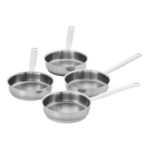 Demeyere Resto 4-pc Mini Fry Pan Set 18/10 Stainless Steel Durable Rust-Resistant 4.7-inch Pans for Small Portions Quick Cooking All Stovetops Induction Safe