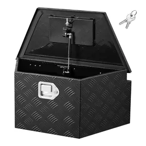 VEVOR Trailer Tongue Box, 26" x 13" x 12" Aluminum Trailer Tongue Tool Box, Heavy Duty Storage Organizer with Lock and Keys, Utility Tool Chest for Pickup Truck Bed, RV, SUV, Off-Road Vehicle, Black