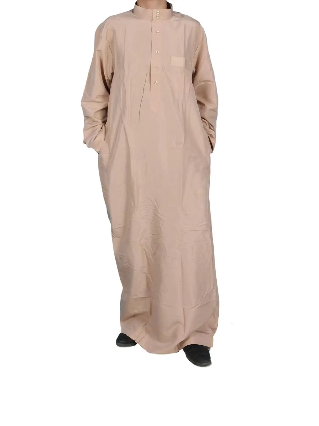 Men's Solid Color Thobe, Loose Casual Comfy Long Sleeve Robe for Daily Wear, Men's Islamic Clothing for All Seasons, Modesty Thobe