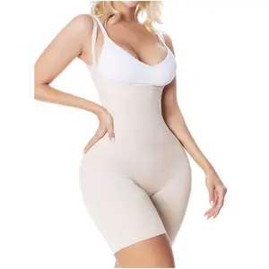 SILUET Women's Colombian Faja Shapewear, Mid-Thigh Open-Bust Bodysuit with Soft, Light Fabric and Flat Seams for Tummy Control Under a Dress