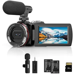 Video Camera, Camcorder 4K, 64MP 30FPS Dual Lens Camera with  Mic for Vlogging YouTube, Ultra  3 Inch Screen 21X Digital Zoom, Video Recorder Camera with 64GB SD Card
