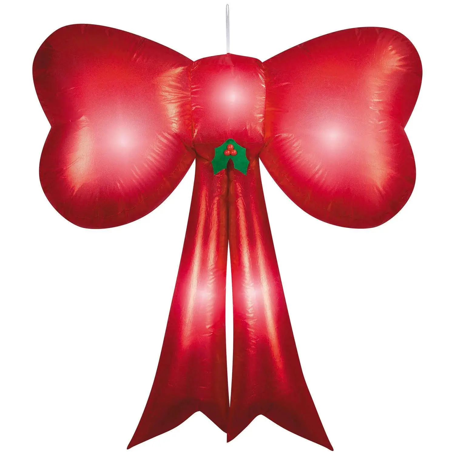 54" Airblown® Inflatable Hanging Red Sequin Christmas Bow, Festive Outdoor Holiday Decor, LED Glow Outdoor Holiday Decor