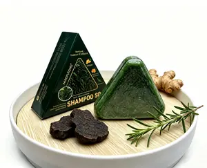 Nature Triangle Shampoo Bar Nature Seven Green Soap Calming Strengthening Hair for Women Men With Bubble Net Herbal Extracts Lightweight Eco-Friendly Haircare Daily Cleansing