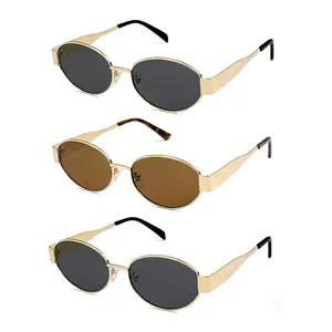 3 Pairs Women's Retro Metal Oval Frame Glasses | Anti-glare, Anti-Rays, Wide Temple, Suitable for Daily Leisure, Driving, Valentine's Day Gifts