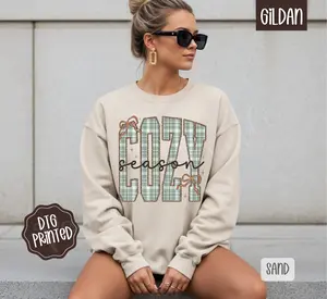 Plaid Cozy Sweatshirt, Trendy Women's Winter Sweater